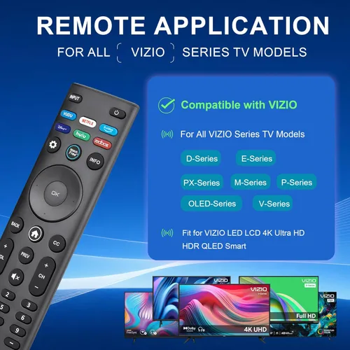 Vista 2 de Mando a distancia de repuesto para VIZIO All LED LCD HD 4K UHD HDR Smartcast 3D Smart TVs XRT140 Universal TV Remote XRT136 Reemplazo para Vizio