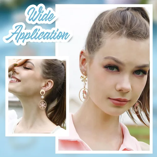 Vista 5 de Beebeecraft 1 Box 20Pcs Round Open Back Bezel Pendant 18K Gold Plated Brass Circle Hollow Mold Charms with Loop for DIY Pressed Flower Resin Crafts