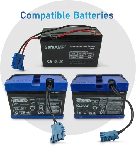 Vista 7 de SafeAMP Cargador de batería de 12 voltios con certificación UL compatible con batería Peg Perego de 12 V para tractor John Deere Ground Force, John