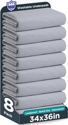 Vista 15 de Almohadillas lavables para cama 34" x 36" - Paquete de 4, Azul, Almohadillas impermeables para incontinencia, Almohadillas para cama, sofá, piso