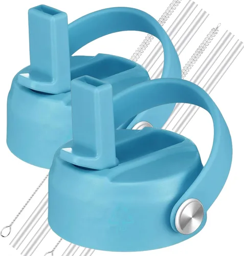 Vista 7 de Tapas con popote para Hydroflask de boca ancha de 20, 32, 40 onzas, tapa de popote flexible para botellas de agua deportivas Hydro Flask, tapa