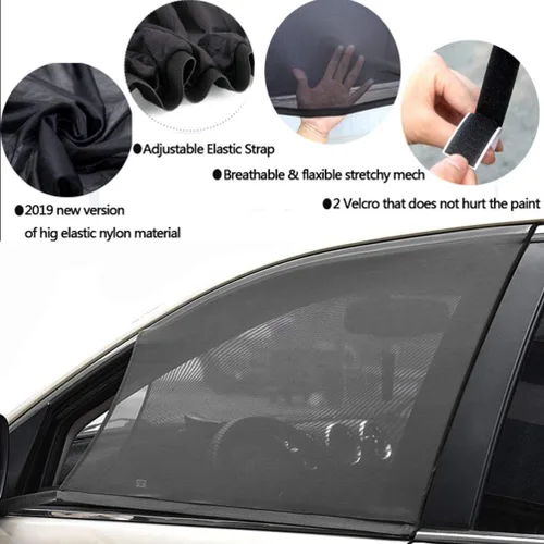 Vista 2 de Parasol para ventana delantera de automóvil, paquete de 2 unidades de malla transpirable para ventana lateral, protección UV para conductores