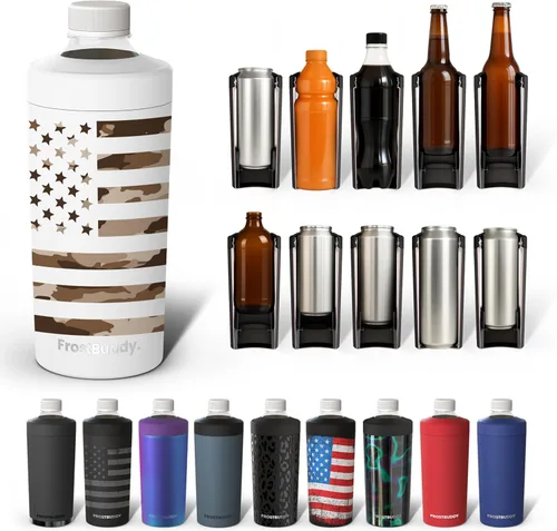 Vista 15 de Universal Buddy XL Can Cooler de Frost Buddy - Se adapta a latas y botellas de 12 onzas, 16 onzas, 20 onzas y 24 onzas - Mantén tus bebidas Azul bebé
