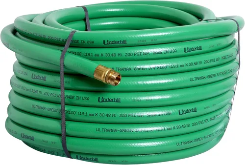 Vista 11 de Underhill UltraMax - Manguera de jardín comercial de 25 pies, resistente, antitorceduras, no conductora, 200 psi WP, 800 psi BP, H10-025G, 1 pulgada