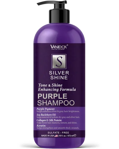 Vista 12 de VANIDOX Juego de champú y acondicionador morado tonificante sin sulfatos para cabello rubio, con mechas marrones o decolorado, champú para rubios