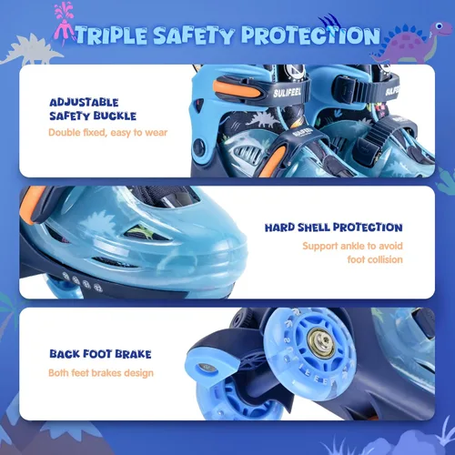 Vista 5 de SULIFEEL Patines de Ruedas Ajustables para Niñas Niños Infantiles, Ruedas Divertidas Iluminadas con Luz Flash de Tipo Equilibrio de Tres Puntos