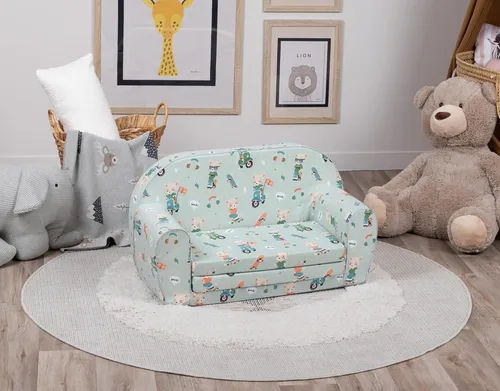 Vista 15 de Delsit Sofá infantil para niños pequeños – Sofá convertible de espuma 2 en 1 a tumbona, cómoda silla abatible para niños, fabricada en Europa