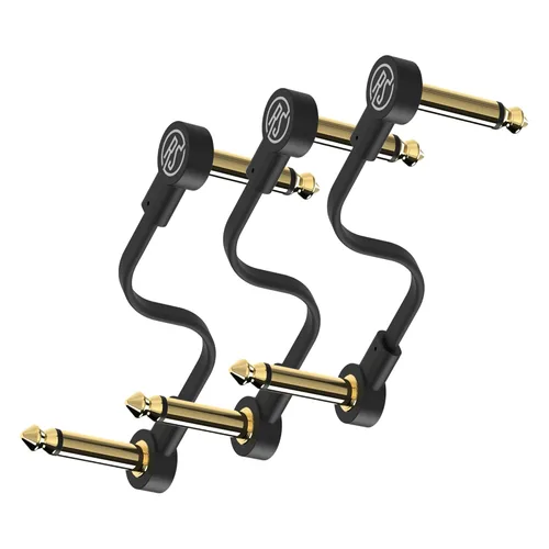 Vista 13 de Rock Stock Cables de Parche Planos para Guitarra (Paquete de 3) - 2 Pulgadas Forma de C Ultra-Delgados Cables de Parche para Pedal de Guitarra