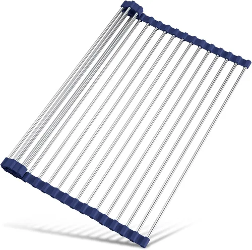 Vista 13 de Tomorotec Escurridor de platos enrollable de 17.7 x 12.5 pulgadas para colocar sobre el fregadero, para fregadero de cocina, accesorios multiusos
