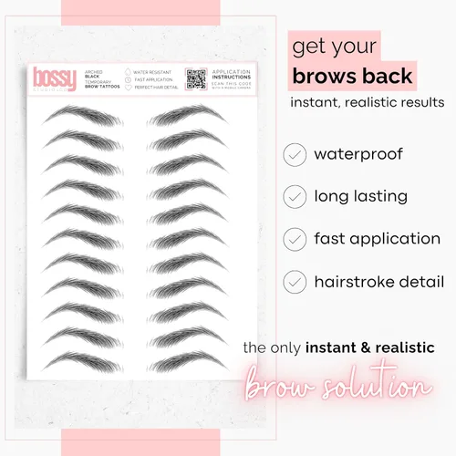 Vista 2 de Brows by Bossy Tatuaje temporal para cejas 8 colores y 6 estilos adhesivos impermeables para cejas, tatuajes falsos para el cabello como pelar