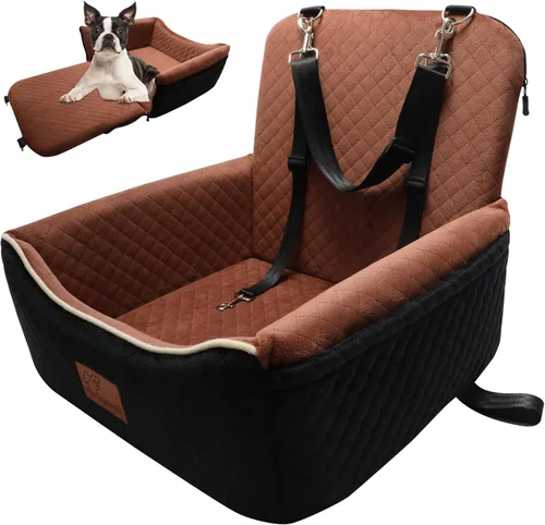Vista 9 de Cama de Asiento de Automóvil para Perros 2 en 1 para Perros Pequeños/Medianos de hasta 35 libras, Correas de Seguridad Ajustables, Espuma