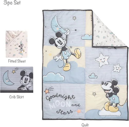 Vista 8 de Lambs & Ivy Disney Baby Moonlight Mickey Mouse - Juego de ropa de cama para cuna (3 piezas)