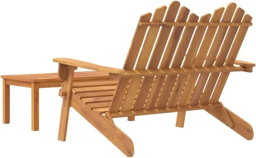 Vista 6 de Solid Acacia Wood Folding Adirondack Chair Set with Bench and Coffee Table for Outdoor Patio Garden Lounge