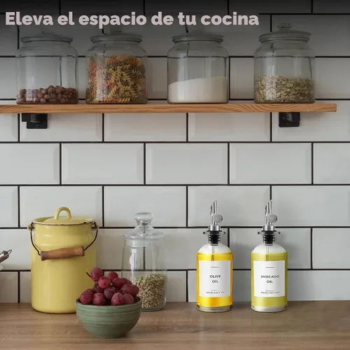 Vista 6 de Dispensador de aceite para cocina, botella dispensadora de aceite de oliva de vidrio, juego de 2, color negro