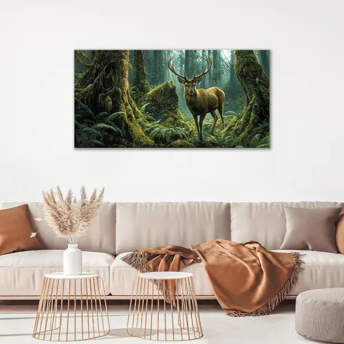 Vista 7 de Arte de pared grande de ciervos del bosque para sala de estar, decoración de pared de ciervos para dormitorio, bosques, cuadros de árboles