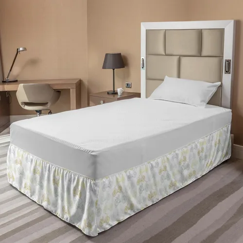 Vista 2 de Ambesonne Bicycle Bed Skirt, Classic Design Bicycle Drawings of Pastel Colors Retro Style White Background, Elastic Bedskirt Dust Ruffle Wrap Around