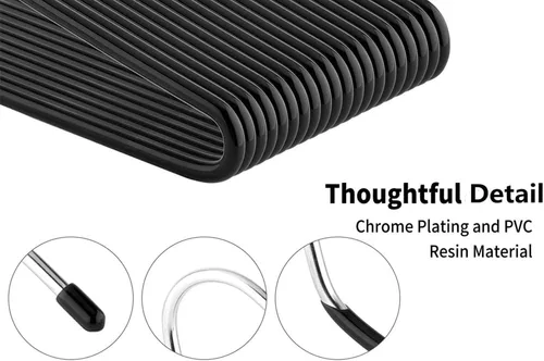 Vista 8 de Percha de metal para pantalones, paquete de 20 perchas de jeans con extremos abiertos, ahorro de espacio para pantalones, mantas, jeans, perchas