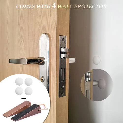 Vista 4 de Topes de puerta de madera para la parte inferior de la puerta, topes de puerta de madera de alta calidad con almohadilla antideslizante, cuña