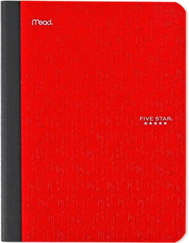 Vista 10 de Libro de composición Five Star + aplicación de estudio, paquete de 4, papel rayado ancho, 7-1/2" x 9-3/4", 80 hojas, verde bosque, azul marea, rojo