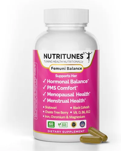 Femuni Balance - Equilibrio hormonal femenino y apoyo del estado de ánimo: PMS, salud menstrual y bienestar femenino con cohosh negro, vitex,
