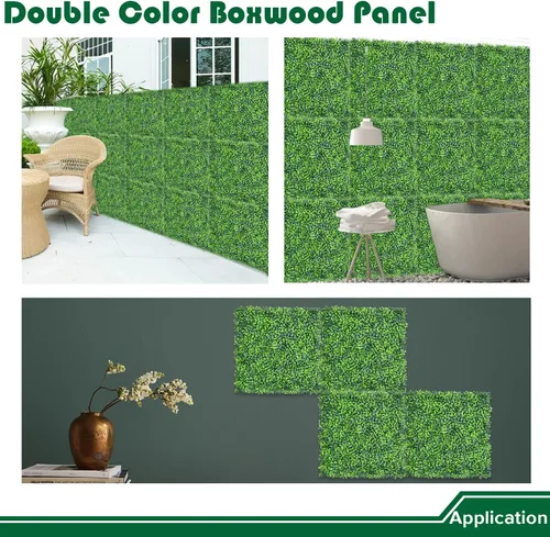 Vista 17 de Paneles de pared de vegetación artificial de 20 x 20 pulgadas, 1 paquete de telón de fondo de pared de boj topiario, seto sintético, pantalla