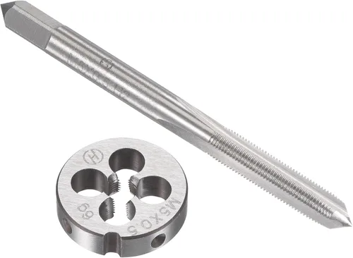 uxcell M5 x 0.020 in Juego de llaves métricas y troqueles, rosca de máquina con troquel de roscado redondo, kit de grifo y troquelado para