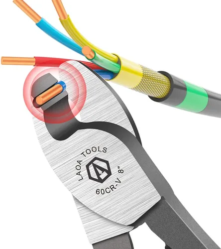 Vista 5 de LAOA Cortador de cables Alicates de prensado de alta resistencia para cortar aluminio, cobre, cables de comunicación de alambre, 8 pulgadas