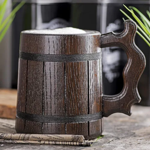 Vista 7 de ffxiv Cactuars - Taza de madera con jarro de madera. Regalo para jugadores. Jarro de cerveza de madera personalizada. Regalo personalizado para él