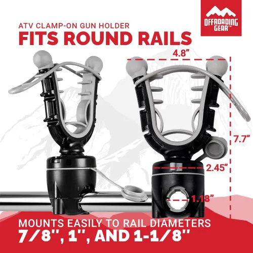 Vista 2 de Soporte de montaje para pistola con abrazadera para ATV con correas de goma para UTV Bicicletas Carritos Barcos. Sostiene arcos/hachas/palas/rifles