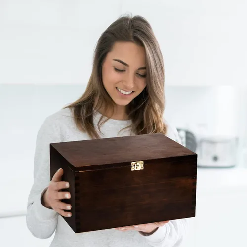 Vista 7 de Yesland Wooden Large Keepsake Box - Style Wood Storage Box Gift Boxes with Hinged Lid - Decorative Memory Box for Home or Office, Art and DIY