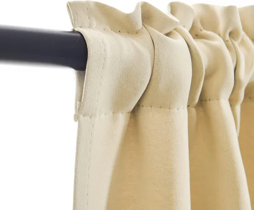 Vista 3 de Vangao Cenefas beige para ventanas de 18 pulgadas, cenefas de sala de estar sólidas para ventanas, cenefas opacas para oscurecer la habitación