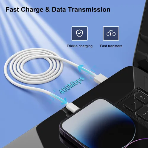 Vista 4 de Cargador de iPhone [certificado Apple MFi] 5 unidades de 6/6/6/10/10 pies de largo, cable Lightning de carga rápida para iPhone compatible