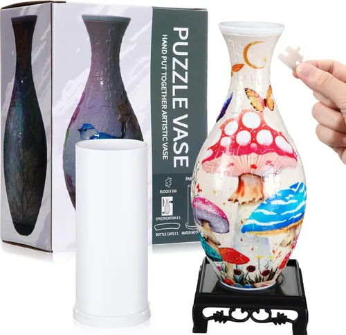 Vista 12 de Silipull Jarrón de Rompecabezas 3D Jarrón de Flores de Rompecabezas 3D Elaborado con 160 Piezas de Plástico Curvas Regalo de Inauguración DIY