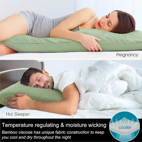 Vista 39 de BEDELITE - Juego de 2 fundas de almohada con solapa, tamaño estándar, rayón de bambú, frescas, suaves y transpirables, para personas calurosas