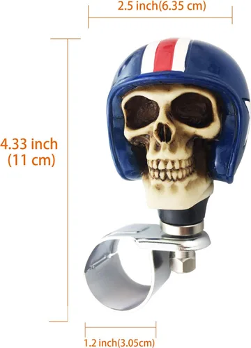 Vista 2 de Arenbel Perilla de refuerzo giratoria para automóvil estilo calavera caballero para volante, mango de agarre para control de giro, se adapta a