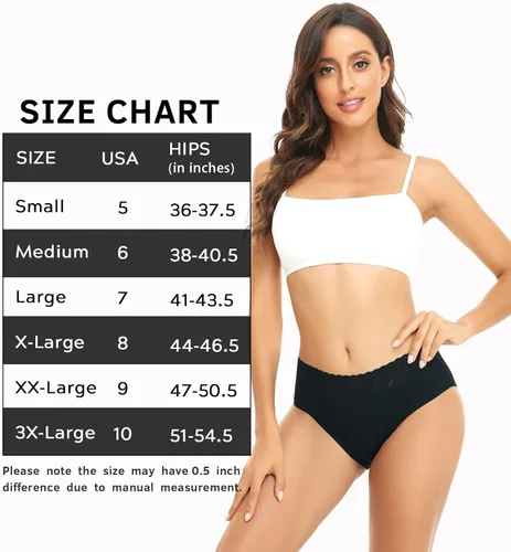 Vista 6 de RHYFF Ropa interior de algodón para mujer, calzones de bikini de encaje suave, hipster, bragas elásticas completas, paquete de 5