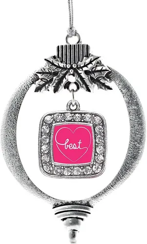 Vista 221 de Inspired Silver - Adorno de flor de iris - Adornos navideños con dije cuadrado de plata con joyas de circonita cúbica