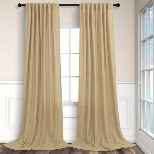 Vista 38 de Cortinas de lino natural semitraslúcidas Pitalk de 36 pulgadas de ancho para sala de estar, juego de 2 paneles con pestaña trasera, cortinas