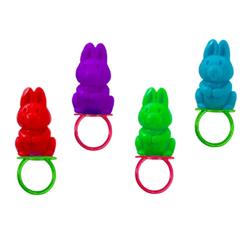 Vista 4 de Fruidles Anillos de caramelo de conejo de Pascua, caramelos duros de colores surtidos, envueltos individualmente (paquete de 12)