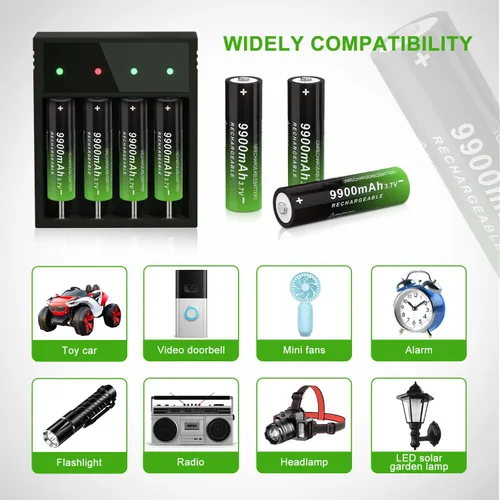 Vista 5 de Botón de batería recargable de 2 piezas con cargador de batería USB de 2 bahías 3.7V para altavoz, cámara, radios
