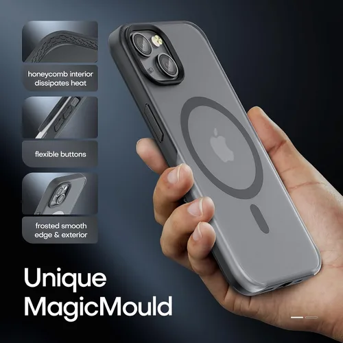 Vista 5 de TAURI Funda magnética 5 en 1 para iPhone 13 [protección contra caídas de grado militar] con 2 protectores de pantalla templados + 2 protectores