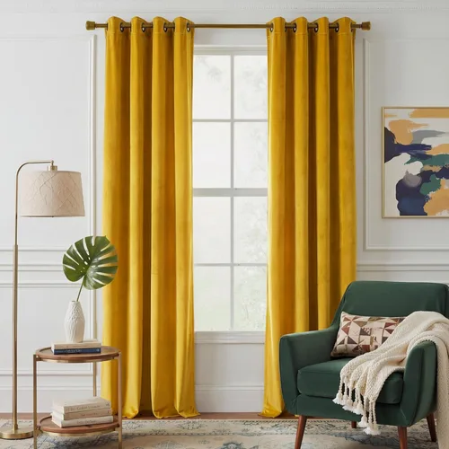 Vista 14 de NICETOWN Cortinas de terciopelo beige 100% opacas de 84 pulgadas de largo, 52 pulgadas de ancho, 2 paneles para dormitorio y sala de estar, cortinas