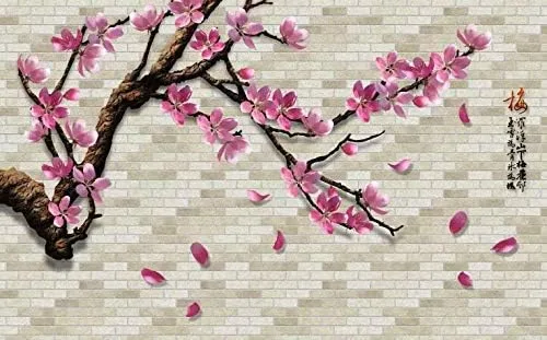 Vista 4 de Murwall Floral Wallpaper Pink Sakura Wall Mural Cherry Blossom Wall Art ?ndustrial Home Decor Cafe Design Living Room Bedroom