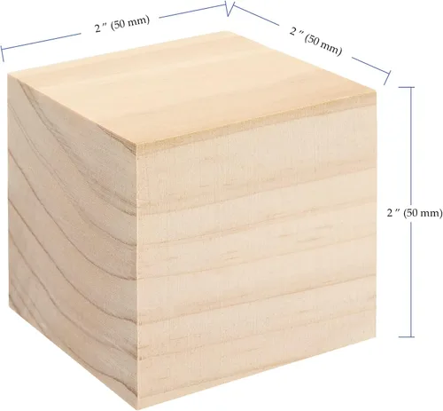 Vista 2 de 30 bloques de madera de 2 pulgadas, juego de cubos de madera maciza natural de alta calidad, cuadrados sin terminar, bloques de madera a granel