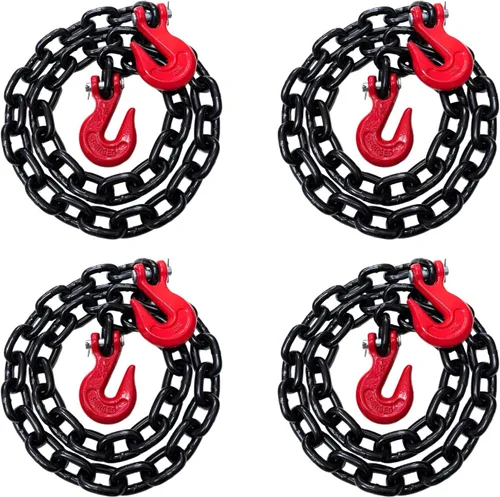 Vista 19 de Cadena de transporte de grado 80 de 3/8 pulgadas x 10 pies – 7,100 libras WLL – gancho de agarre de horquilla, amarre, remolque