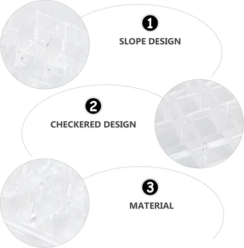 Vista 7 de PartyKindom Lipstick Storage Box 24 Slots Acrylic Desktop Organizer Cosmetic Holder Makeup Display Case for Lipstick and Nail Polish Storage