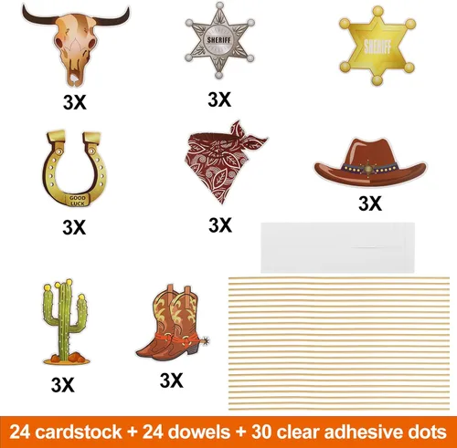 Vista 3 de Kauayurk Decoración de fiesta de vaquero occidental, 25 piezas de suministros de decoración de mesa con temática occidental, temática de vaquero
