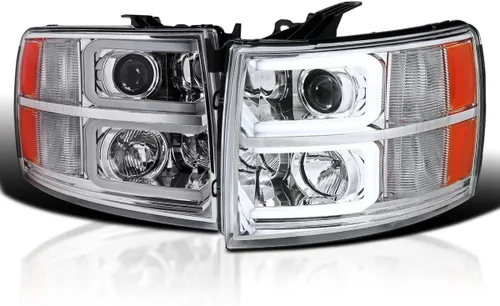 Vista 6 de SPEC-D TUNING Faros delanteros de proyector de tubo LED negro compatibles con Chevy Silverado 1500 2007-2013, Chevy Silverado 2500HD / 3500HD