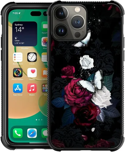 Vista 30 de ZHEGAILIAN Funda compatible con iPhone 15 Pro Max, funda protectora antideslizante de poliuretano termoplástico suave con cuatro esquinas reforzadas