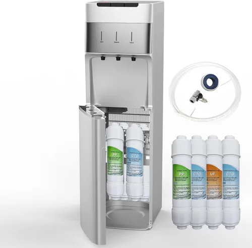 IKT Dispensador de enfriador de agua autolimpiante sin botella con filtros, filtración de 4 etapas, 3 ajustes de temperatura, perfecto para oficina